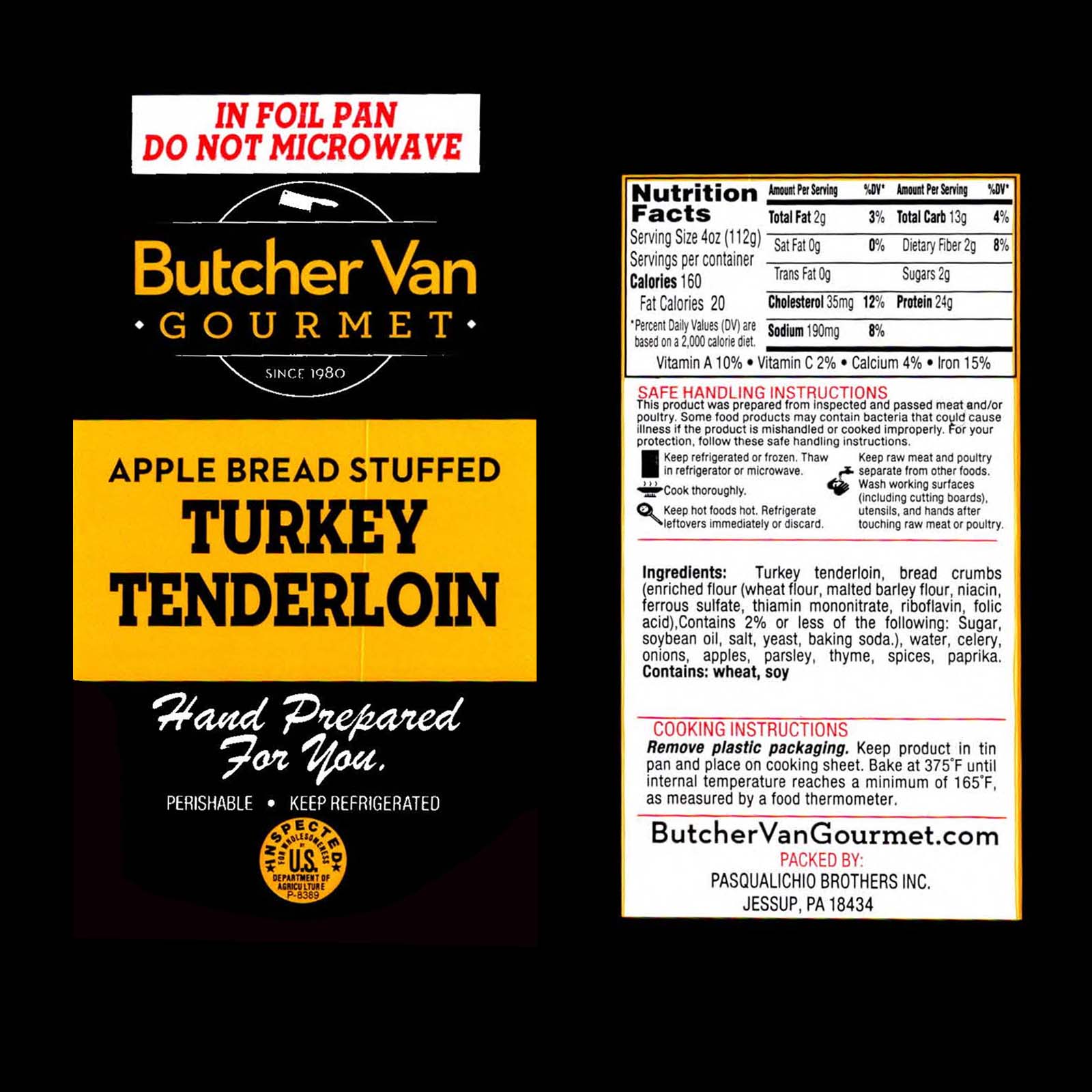 Apple Bread Stuffed Turkey Tenderloin Label