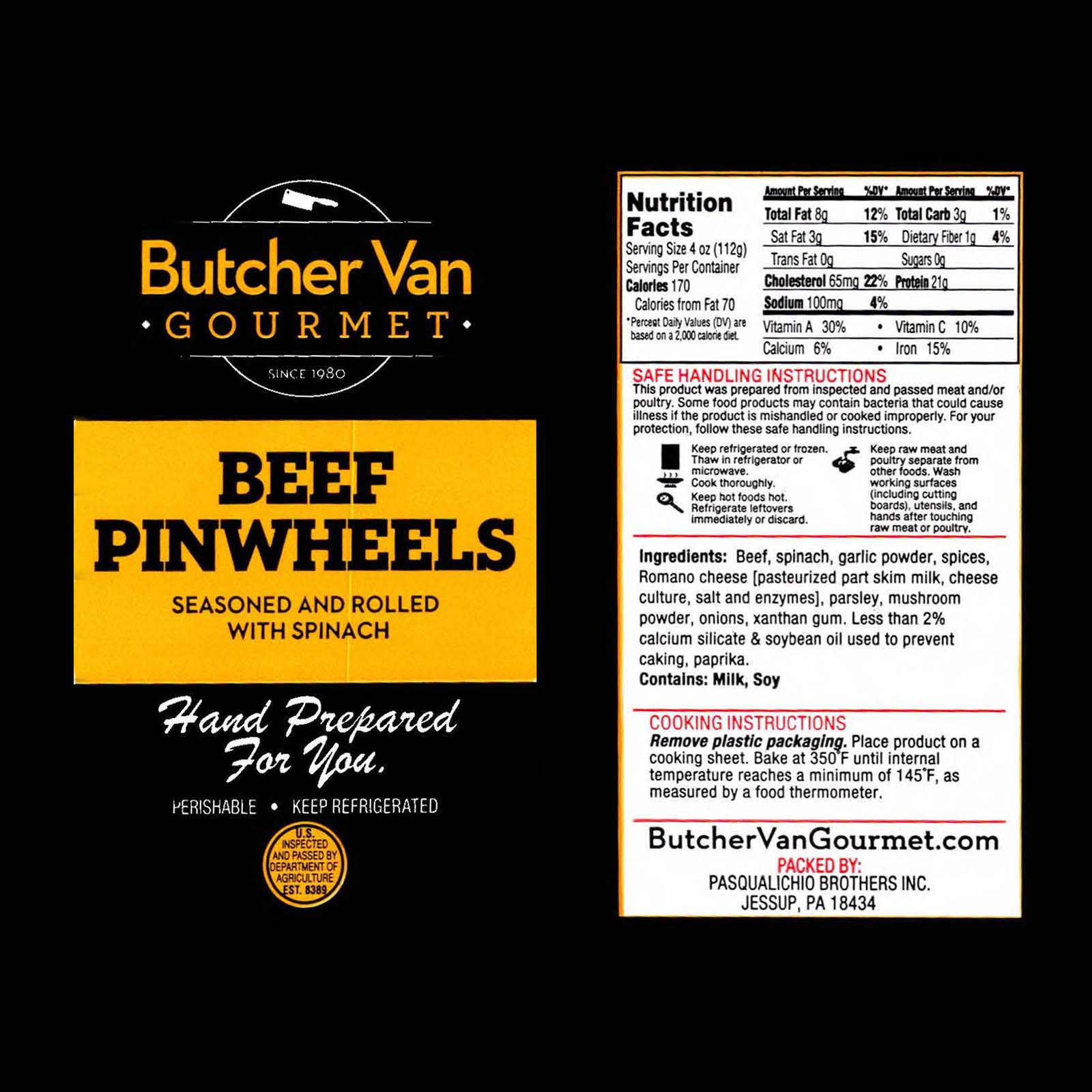 Beef Pinwheels Label